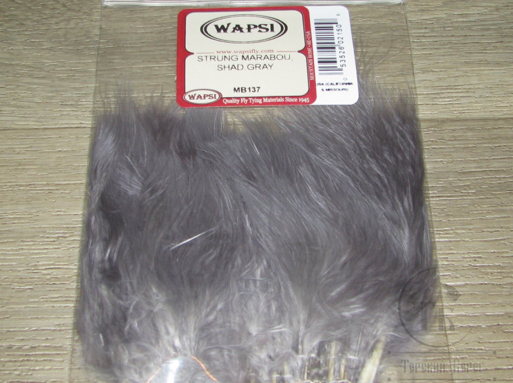 Мягкие пуховые перья Marabou Strung 1/4 OZ Shad Grey ( Metz , Wapsi )