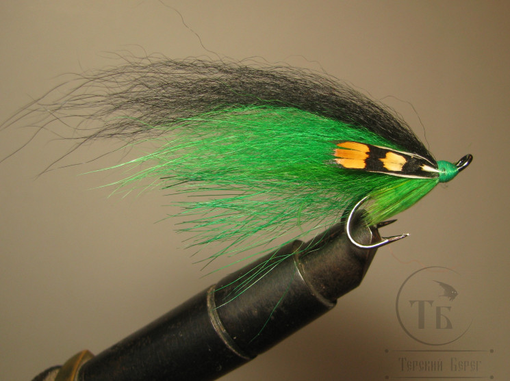 Муха лососёвая на двойнике ( 35 ) Scandinavia JC Greenlander Mustad DL71 № 6