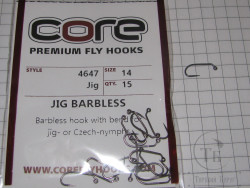 Крючок джиговый безбородый Jig Barbless # 14 (15 шт.) Premium Fly Hook Core