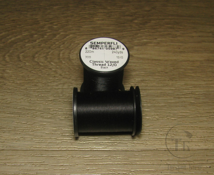 Монтажные нитки Classic Waxed 70D 220 m. 12/0 Black Semperfli 