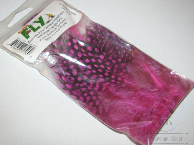 Перья цесарки крупные Guinea Fowl Select Lg. Dot Hot Pink Super Fly