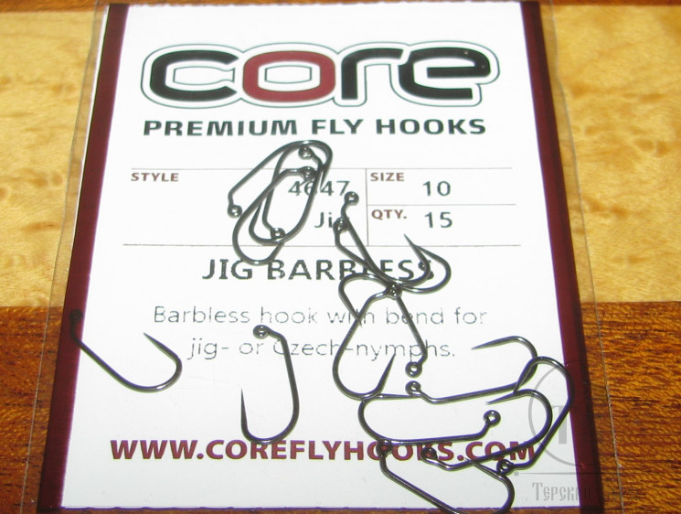 Крючок джиговый безбородый Jig Barbless # 10 (15 шт.) Premium Fly Hook Core