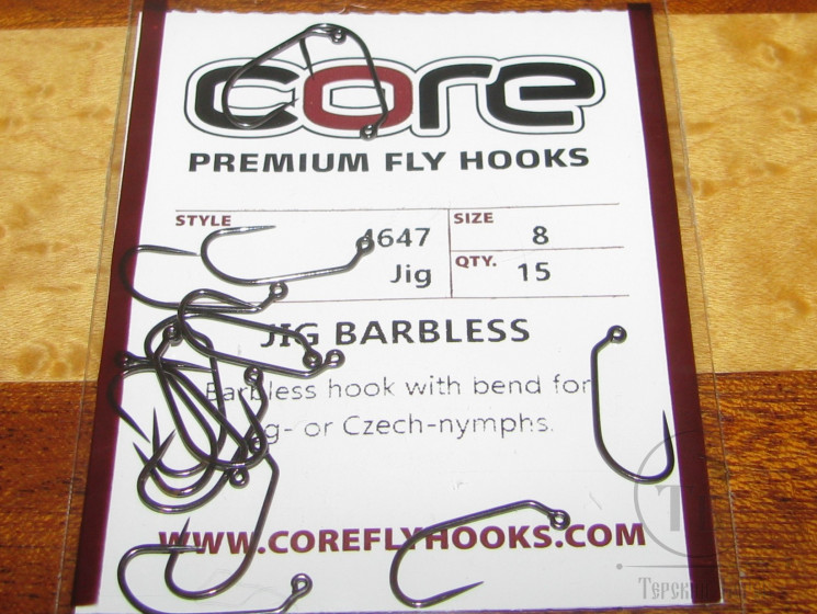 Крючок джиговый безбородый Jig Barbless # 8 (15 шт.) Premium Fly Hook Core