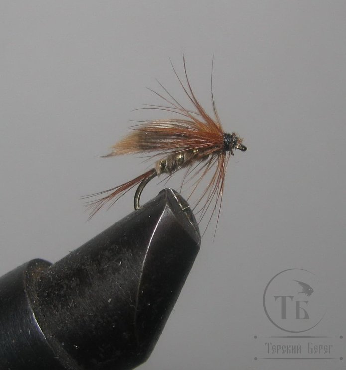 Муха мокрая Wet fly ( 27 ) March  Brown Var. крючок № 16 ( Kumho Wet)