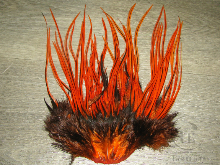 Перо Dry Fly ( для сухих мух верхняя часть седла на коже ) Badger Orange ССН-06 крючки 8-10-12