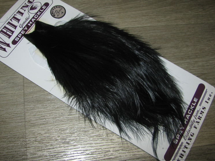 Скальп петуха СПЕЙ (имитация цапли) Spey Hackle Cape Black Bronze Whiting