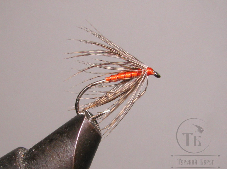Муха Soft Hackle ( 5 ) Orange Body Natural Partridge кр. № 14