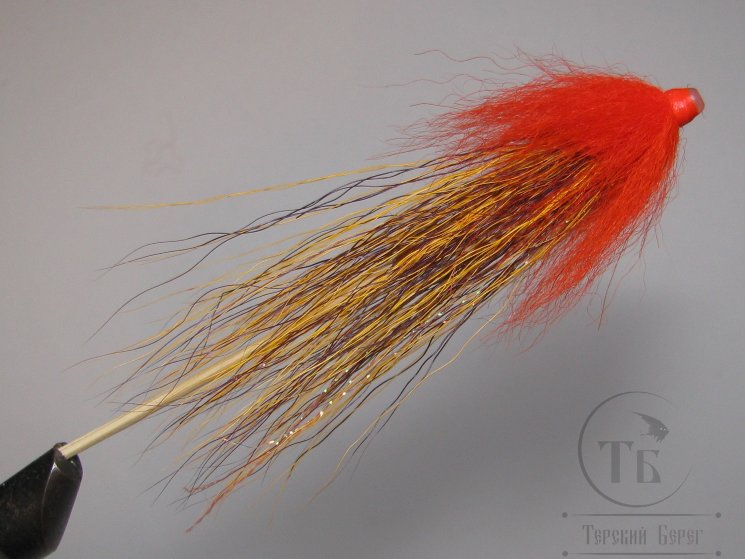 Муха лососёвая с "английским крылом" WG tube Mt. ( 27 ) медь 1.5 дюйма Orange Yellow Phatakorva