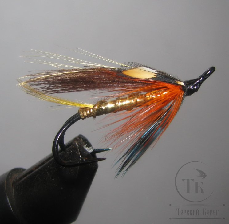 Муха лососевая на двойнике ( 15 ) Teal  Salmon Dunkeld Silver ( Kamasan Salmon № 8 )