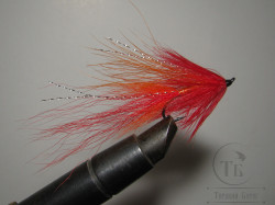 Муха лососевая на одинарном крючке ( 38 ) Red Varzuga Kumho Salmon Black № 10