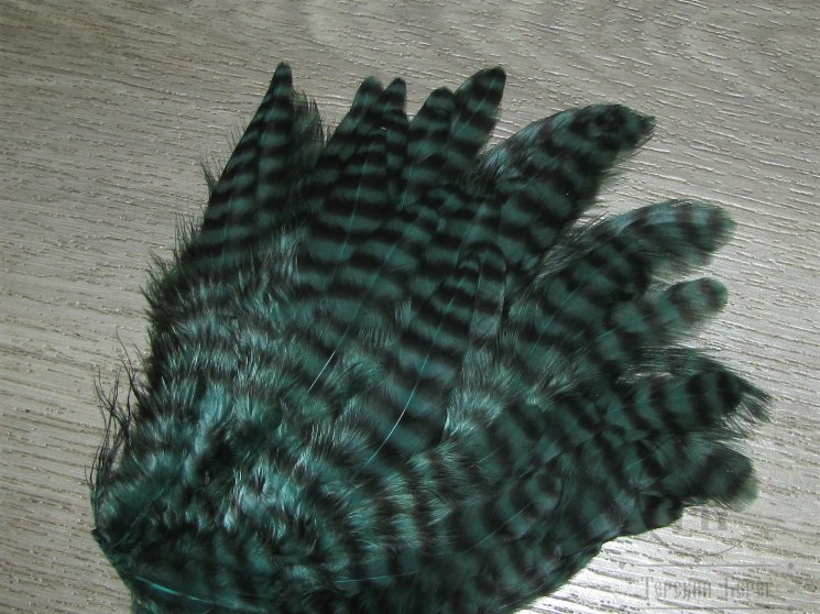 Куриное перо Hen Feathers Grizzly Kelly Green гризли темно зеленый