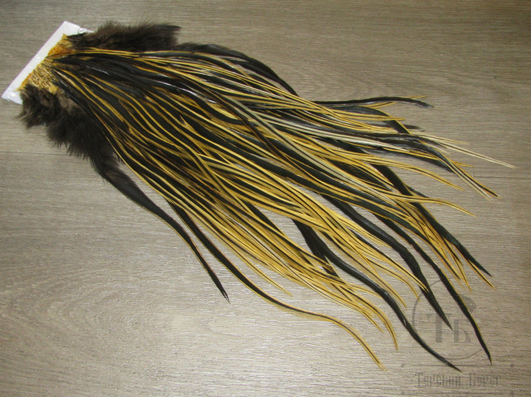 Перо петуха на коже ( между седлом и хвостом ) DSS 03 Saddle / Schlappen Badger Golden   