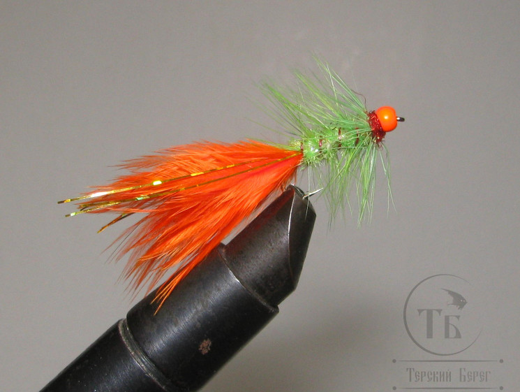 Муха Woolly Bugger Fluor ( Fl. Fire Orange / Fl. Green / Fl. Orange ) № 12