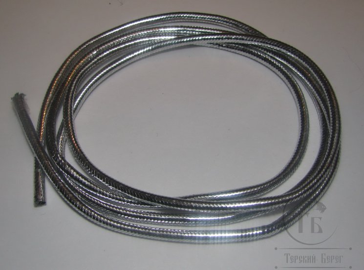 Трубочка для тел плетёная из плоского люрекса \ mylar tubing silver D 3