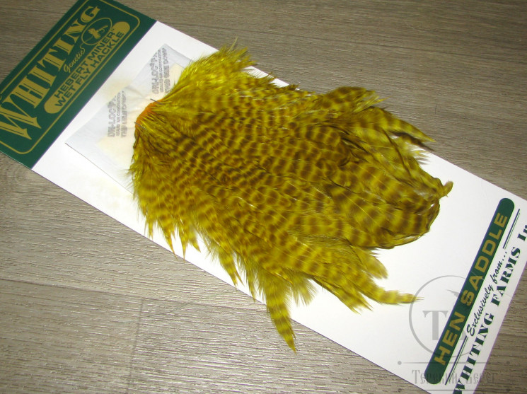 Курица седло Hebert Wet Hen Saddle Grizzly Yellow Whiting ( покраска Терский берег )