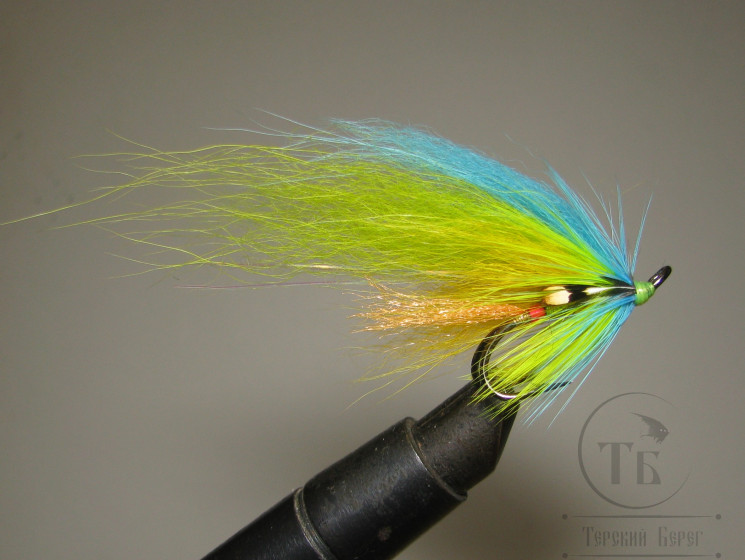 Муха лососёвая на двойнике ( 18 ) Scandinavia JC TD Varzuga Blue Canary Black Ahrex №6