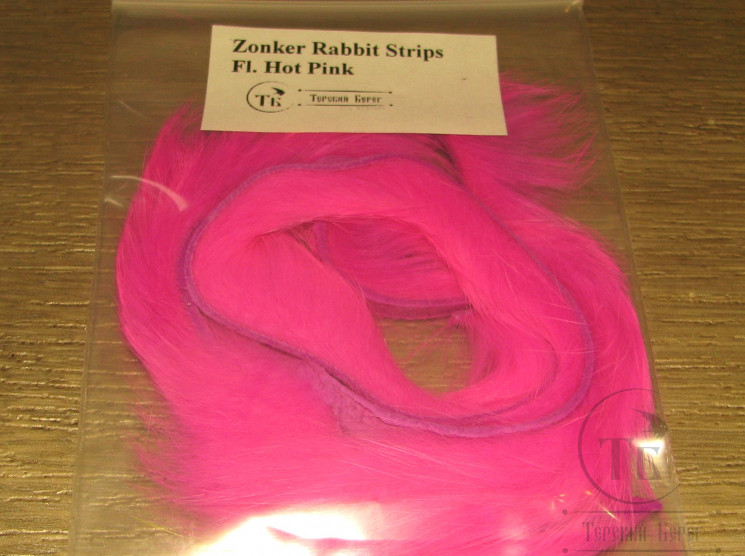 Зонкер кроличий 3-4 мм. ( узкий ) Zonker Strips Fl. Hot Pink 