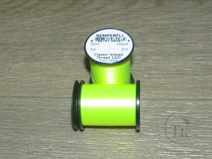 Монтажные нитки Classic Waxed 70D 220 m. 12/0 Fl. Yellow Semperfli