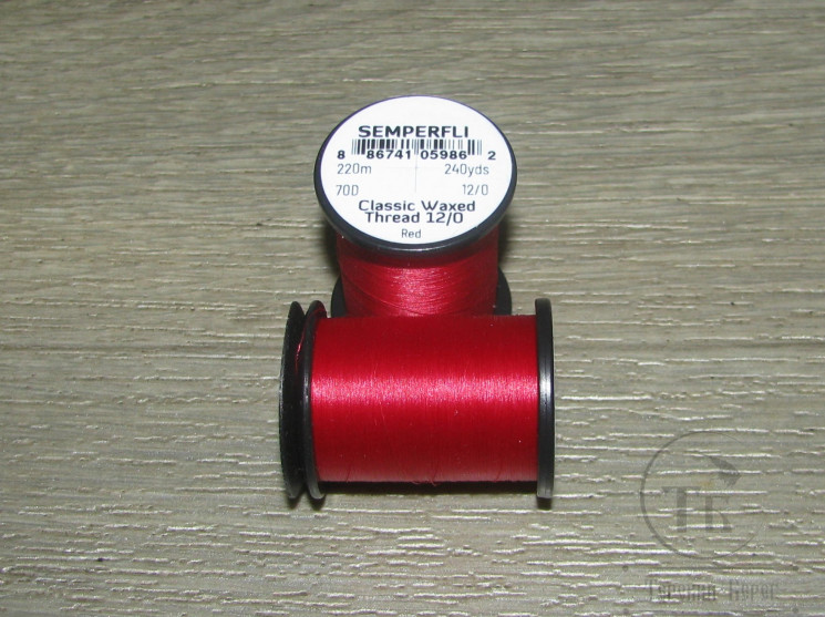 Монтажные нитки Classic Waxed 70D 220 m. 12/0 Red Semperfli
