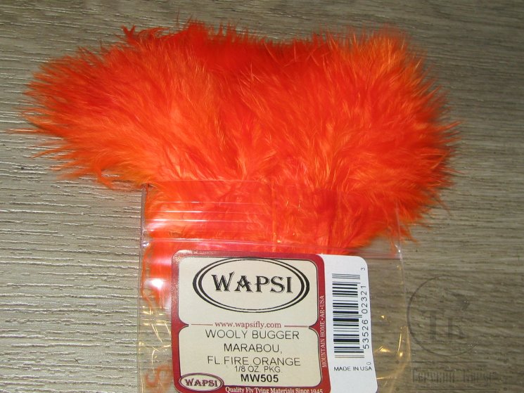 Мягкие пуховые перья Marabou Woоly Bugger 1/8 OZ Fl. Fire Orange Wapsi