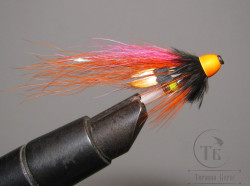Муха лососёвая TP Cone Fly ( 3 ) Fl. Orange Pink / Orange ( пластик 1 дюйм )