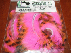 Зонкер кролика tiger barred rabbit strips black / hot orange over fl. pink Hareline