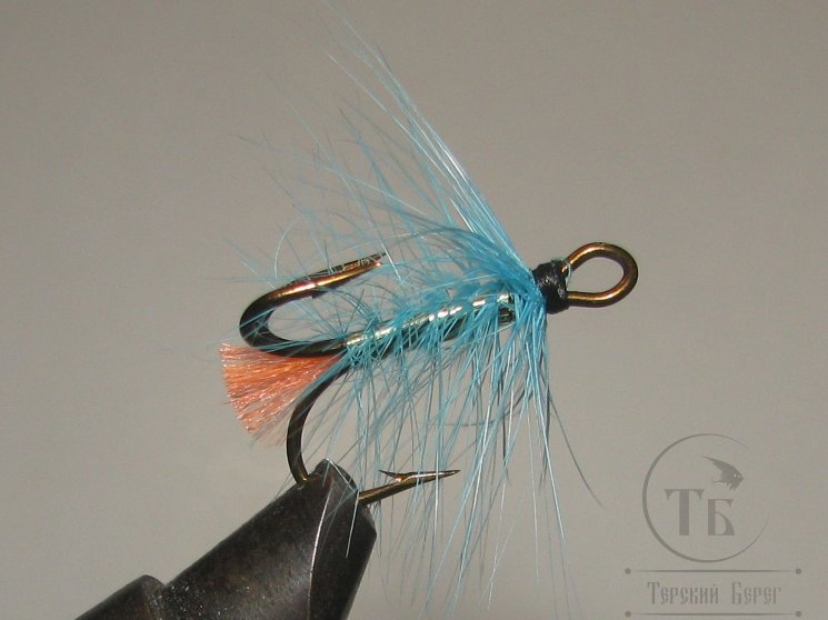 Муха на тройнике "хариус форель" ( 73 ) Silver Dok Blue кр. №4