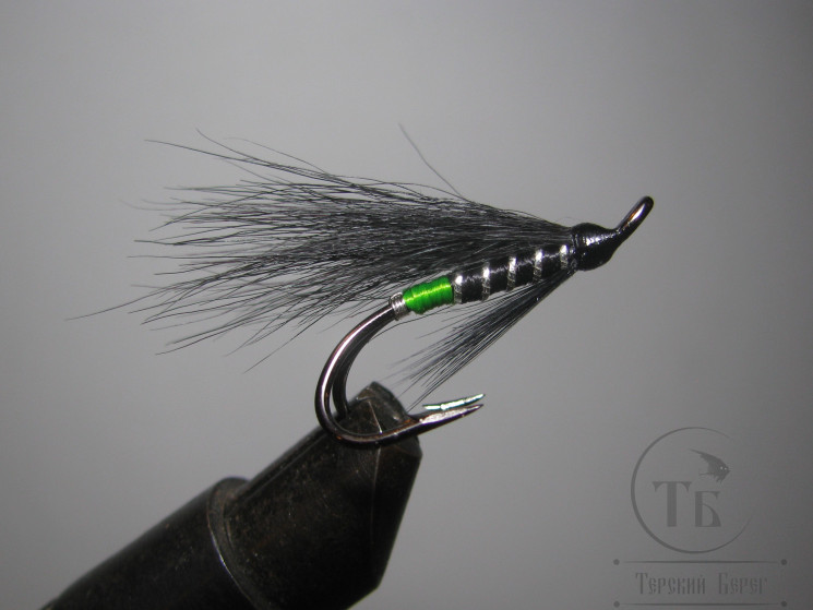 Муха лососевая на двойнике Monkey "Летняя" ( 1 ) Green Butt Monkey  Wing DL71 № 6 
