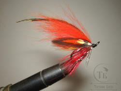 Mуха лососевая на двойнике ( 7 ) Robin Hood Orange BLW крючок Mustad DL71 BLN № 4