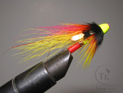 Муха лососёвая TP Cone Fly ( 5 ) Fl. Chart. Pink / Orange / Yellow ( пластик 1 дюйм )