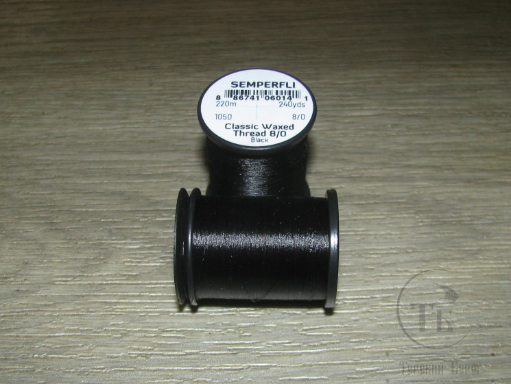 Монтажные нитки Classic Waxed 105D 220 m. 8/0 Black Semperfli