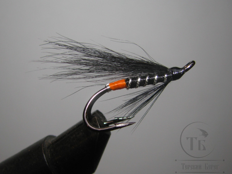 Муха лососевая на двойнике Monkey "Летняя" ( 3 ) Orange Butt Monkey  Wing DL71 № 6