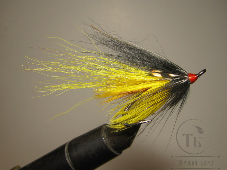 Муха лососёвая на двойнике ( 11 ) Scandinavia JC TD Golden Killer RH Var. Partridge Patriot Black № 4