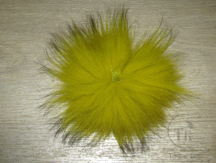 Хвост арктического песца жёлто лимонный XXL / Yellow Lemon XXL Black Tips