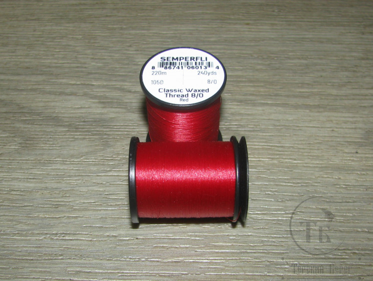 Монтажные нитки Classic Waxed 105D 220 m. 8/0 Red Semperfli