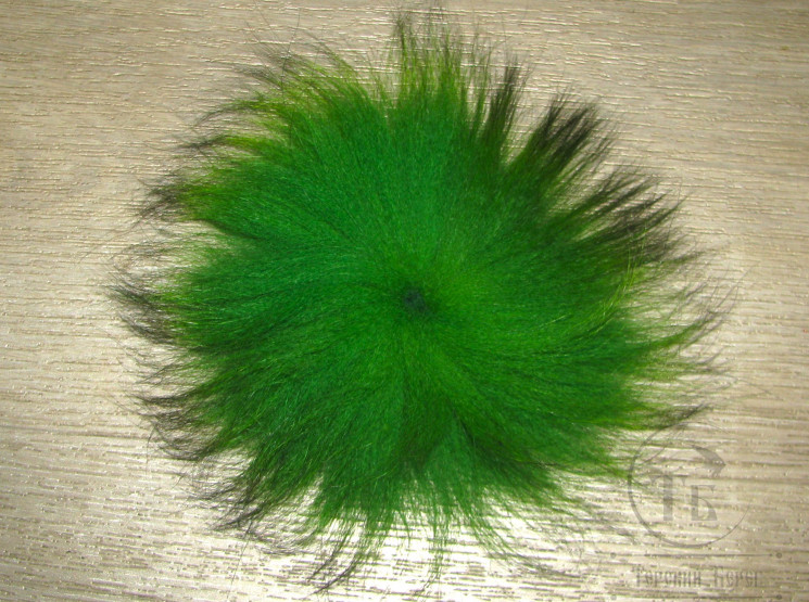 Хвост арктического песца темно зелёный XXL / Green XXL Black Tips