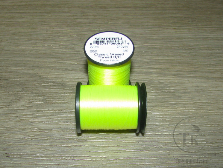 Монтажные нитки Classic Waxed 105D 220 m. 8/0 Fl. Yellow Semperfli