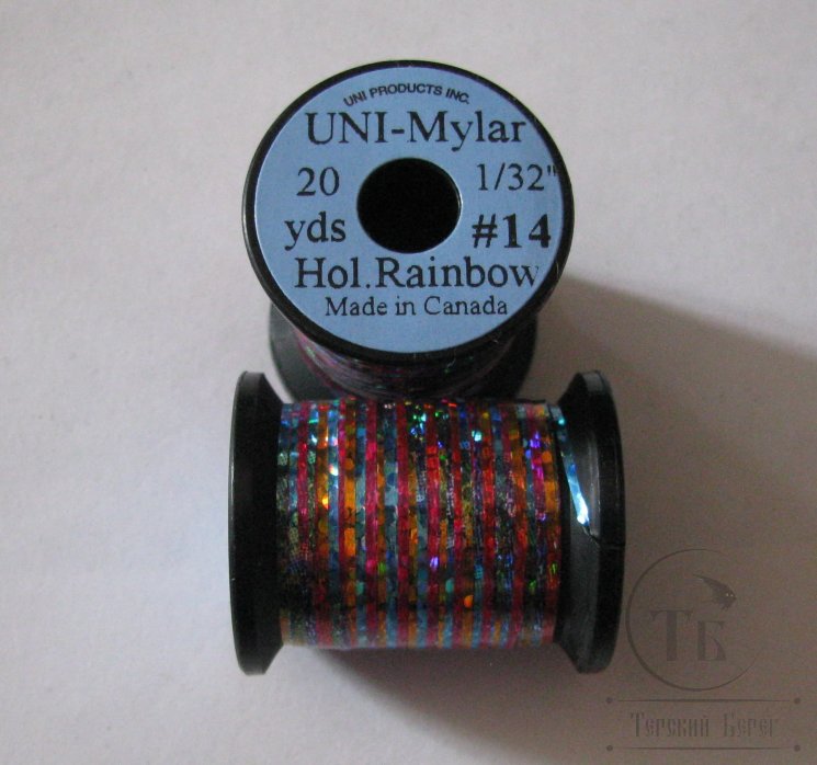 Плоский люрекс UNI Mylar 20 yds 1/32 # 14 Hol Rainbow