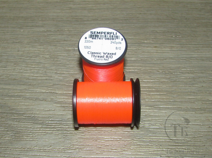 Монтажные нитки Classic Waxed 105D 220 m. 8/0 Fl. Red Semperfli