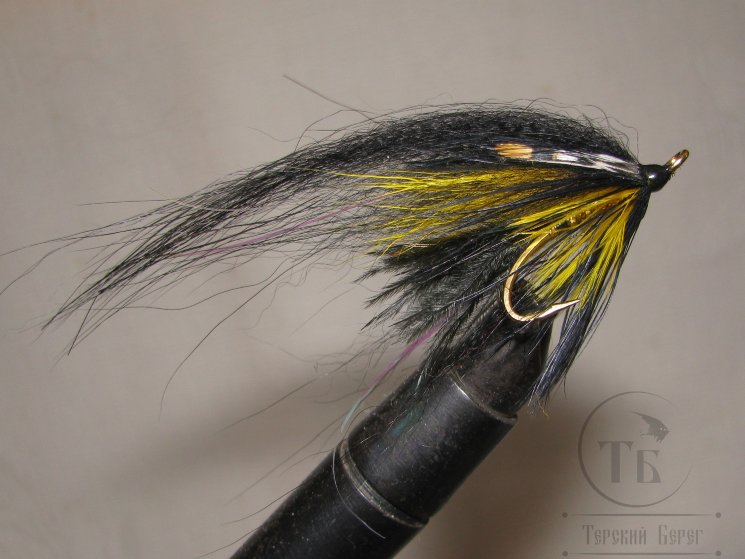Муха лососевая на золотом двойнике ( 41 ) TD Black Partridge Patriot Gold  № 6 