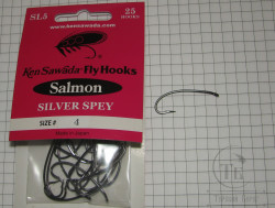 Крючки лососёвые одинарные Salmon Silver Spey SL 5 Ken Sawada № 4 (25 штук)