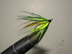 Муха лососёвая на двойнике Spey ( 20 ) BLH Chartreuse Guinea DL 71 Sil. № 8 