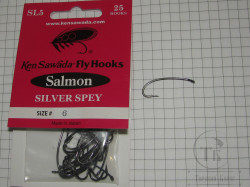 Крючки лососёвые одинарные Salmon Silver Spey SL 5 Ken Sawada № 6 (25 штук)