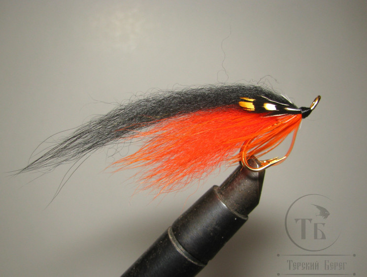 Муха лососевая на золотом двойнике ( 12 ) Varzuga Gold Mustad DL Gold № 4