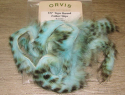 Зонкер кролика tiger barred rabbit strips black / lt. blue over white ( White Orvis )