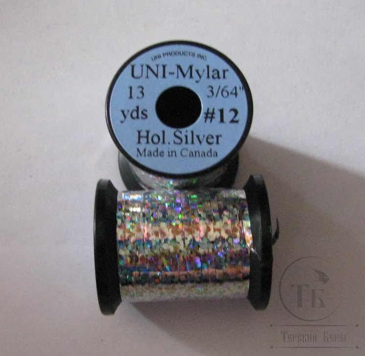 Плоский люрекс UNI Mylar 13 yds 3/64 # 12 Hol Silver