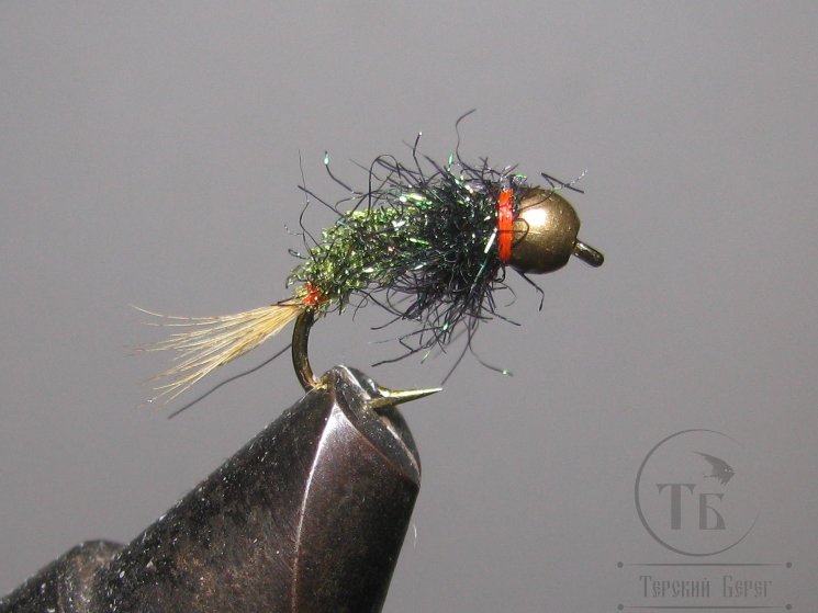 Муха нимфа Scud ( 21 ) GH Ice Green Black nymph крючок scud № 14