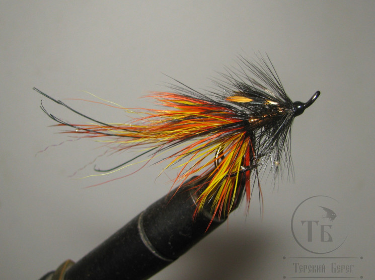 Муха лососёвая ( 3 ) Pr. Pot Belly Pig Black Orange Yellow AHREX St. BLN Double № 6