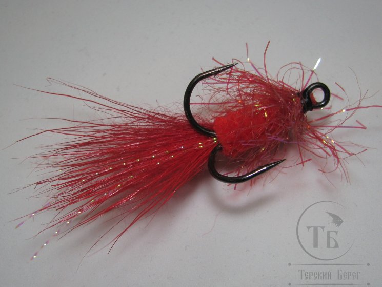 Муха горбушевая ( 48 ) FR Kr. Cactus Red тройной крючок № 1