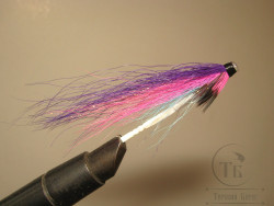 Муха лососёвая серия "Бурняк" ( 22 ) WG Fl. Blue / Dk.Purple / Fl. Pink ( пластик 1,0 дюйм )